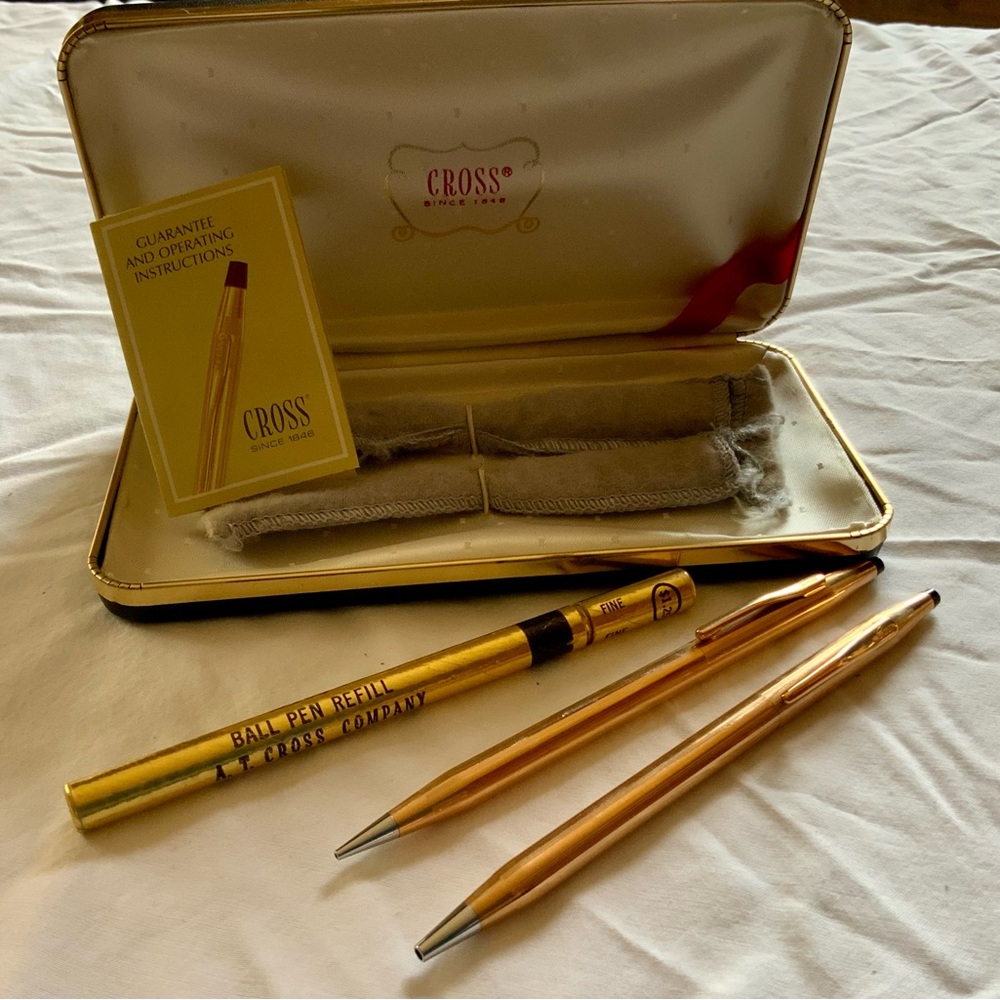 Vintage gold pen and pencil set by Cross with original box